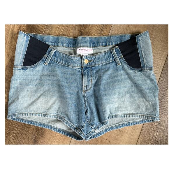 Isabel Maternity Midi Short No Panel‎ Stretchy Waist Size 10 Light Wash - Picture 1 of 9
